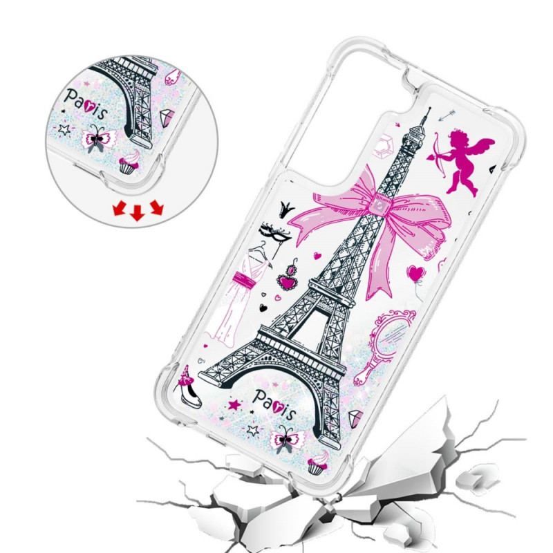 Coque Samsung Galaxy S22 5G La Tour Eiffel Paillettes