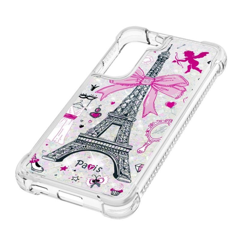 Coque Samsung Galaxy S22 5G La Tour Eiffel Paillettes