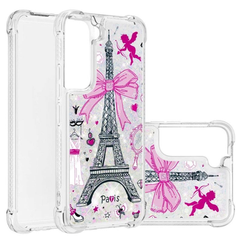 Coque Samsung Galaxy S22 5G La Tour Eiffel Paillettes