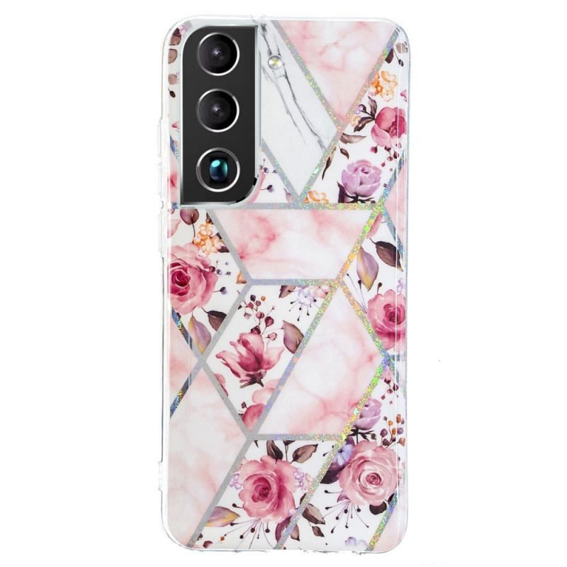 Coque Samsung Galaxy S22 5G Marbrée Fleurs