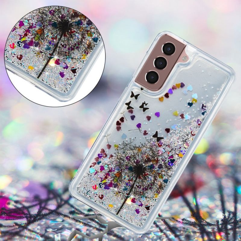 Coque Samsung Galaxy S22 5G Pissenlits Paillettes