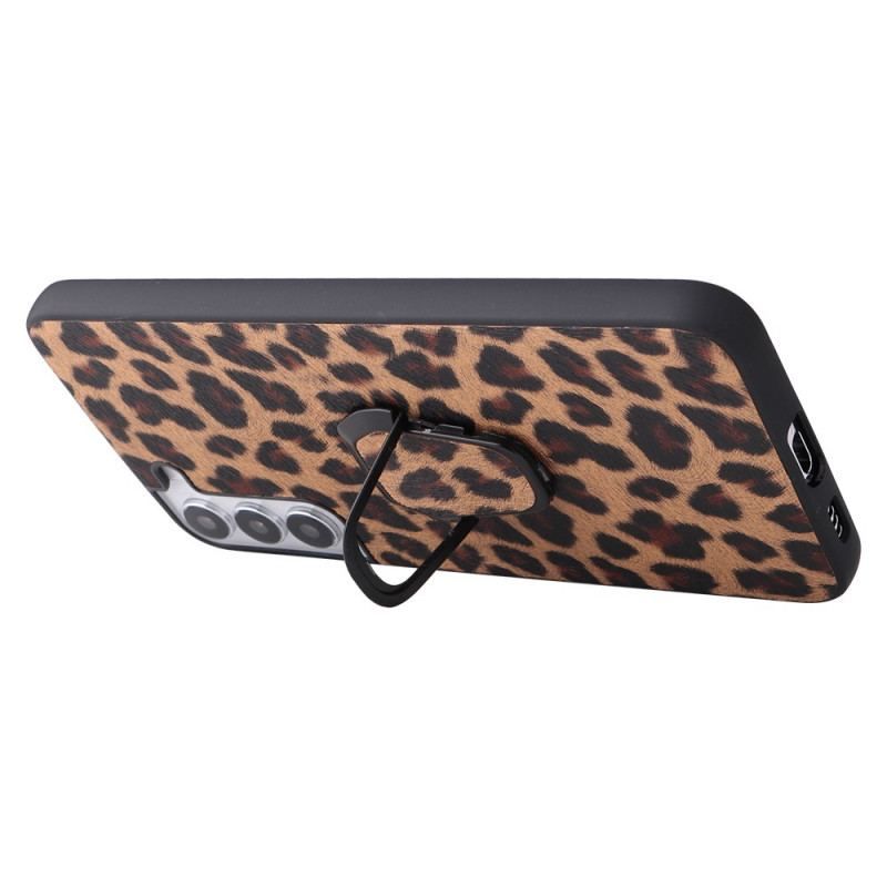 Coque Samsung Galaxy S22 5G Style Léopard Anneau-Support