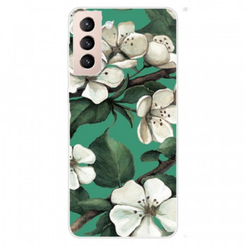 Coque Samsung Galaxy S22 Plus 5G Fleurs Blanches Peintes