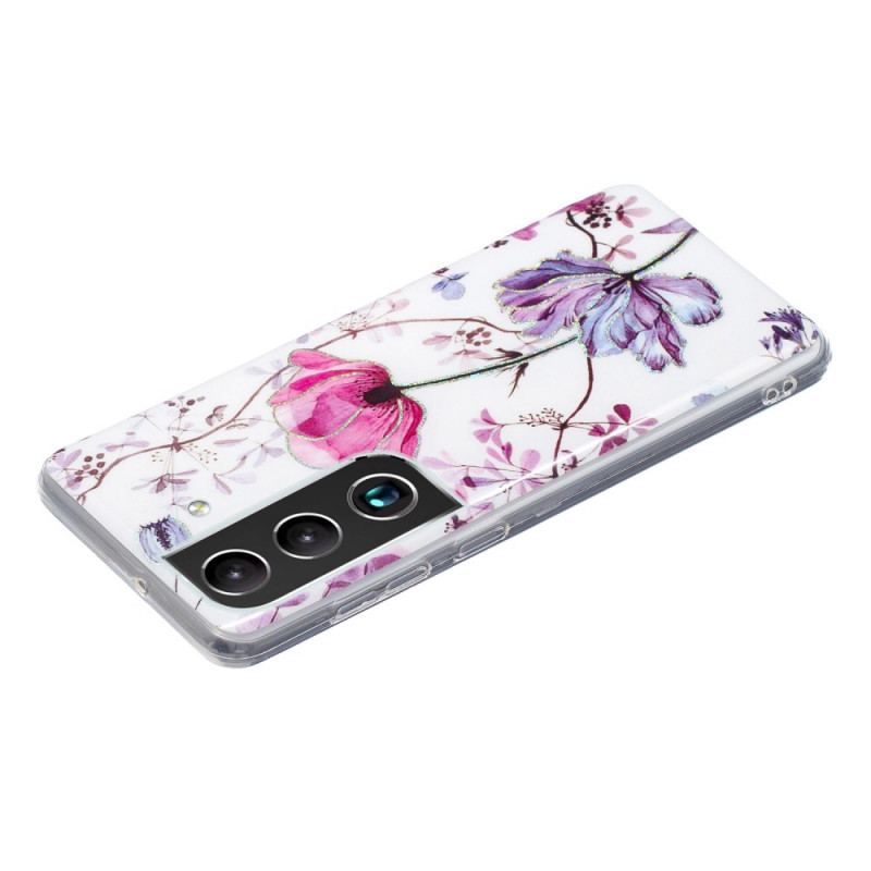 Coque Samsung Galaxy S22 Plus 5G Marbrée Fleurs