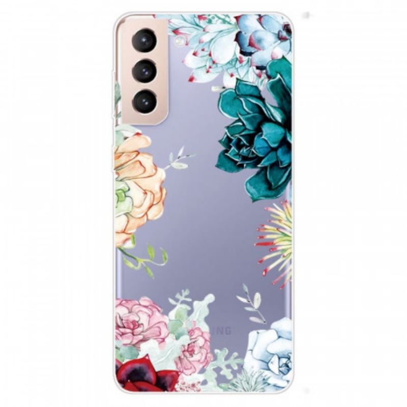 Coque Samsung Galaxy S22 Plus 5G Transparente Fleurs Aquarelle