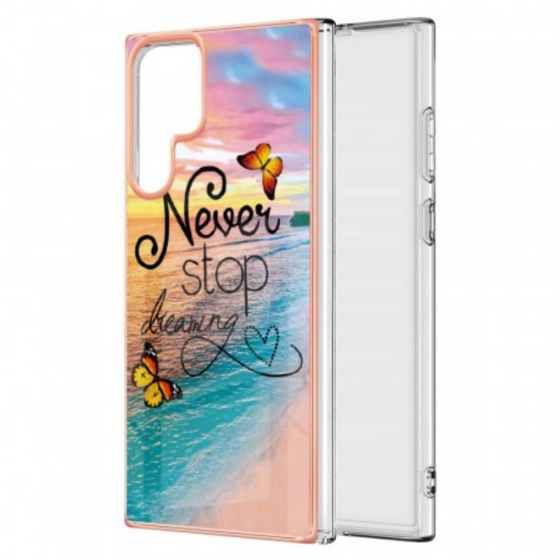 Coque Samsung Galaxy S22 Ultra 5G Never Stop Dreaming Papillons
