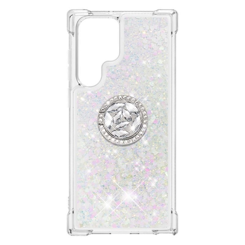 Coque Samsung Galaxy S22 Ultra 5G Paillettes Anneau-Support