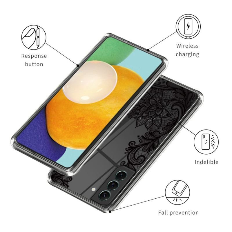 Coque Samsung Galaxy S23 5G Transparente Dentelle Noire