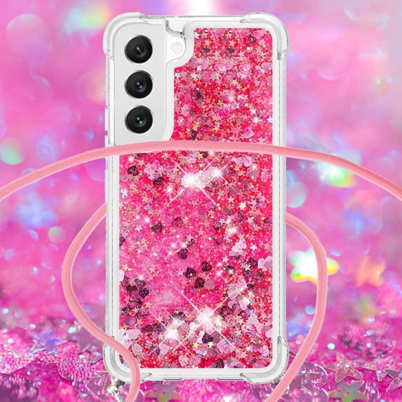 Coque Samsung Galaxy S23 Plus 5G Paillettes avec Cordon