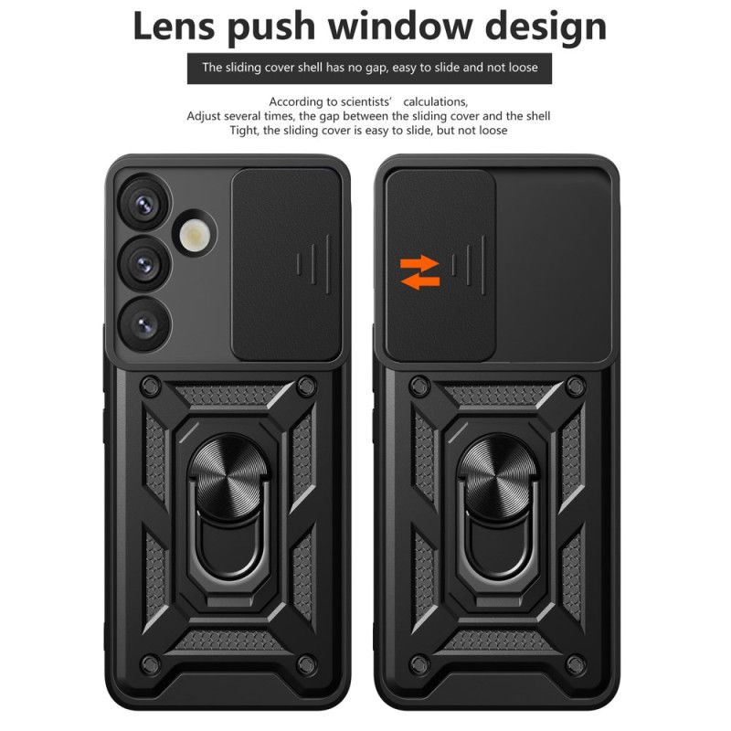 Coque Samsung Galaxy S25 5G Couvercle Coulissant pour Caméra et Support