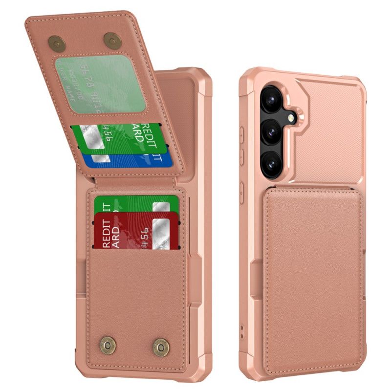 Coque Samsung Galaxy S25 5G Porte-Cartes et Support Effet Métal