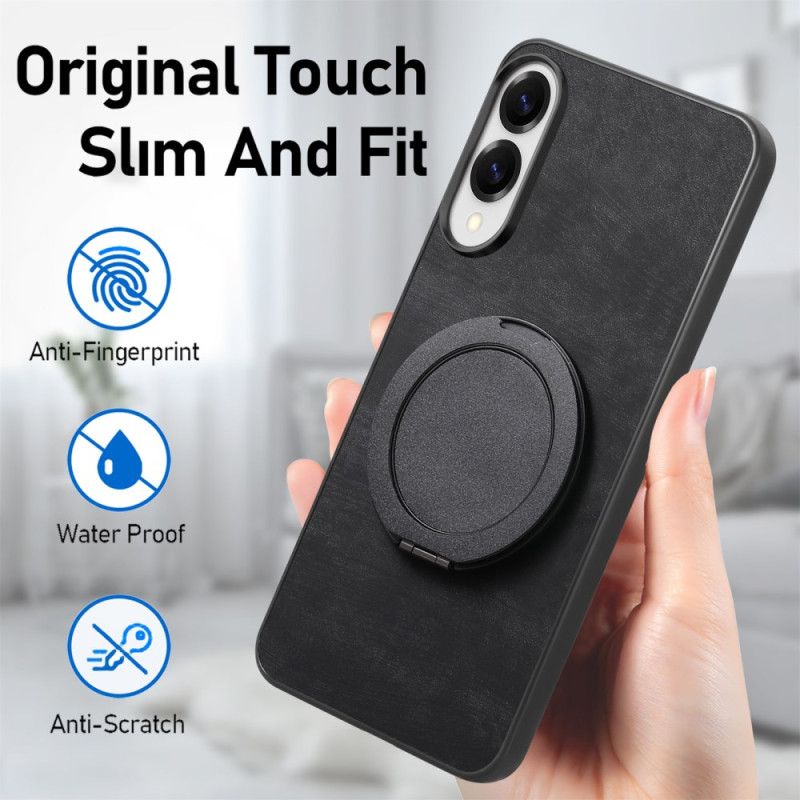 Coque Samsung Galaxy S25 Edge Effet Daim avec Support Rotatif à