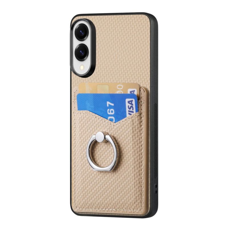 Coque Samsung Galaxy S25 Edge Fibre Carbone avec Porte-cartes et Anneau-Support