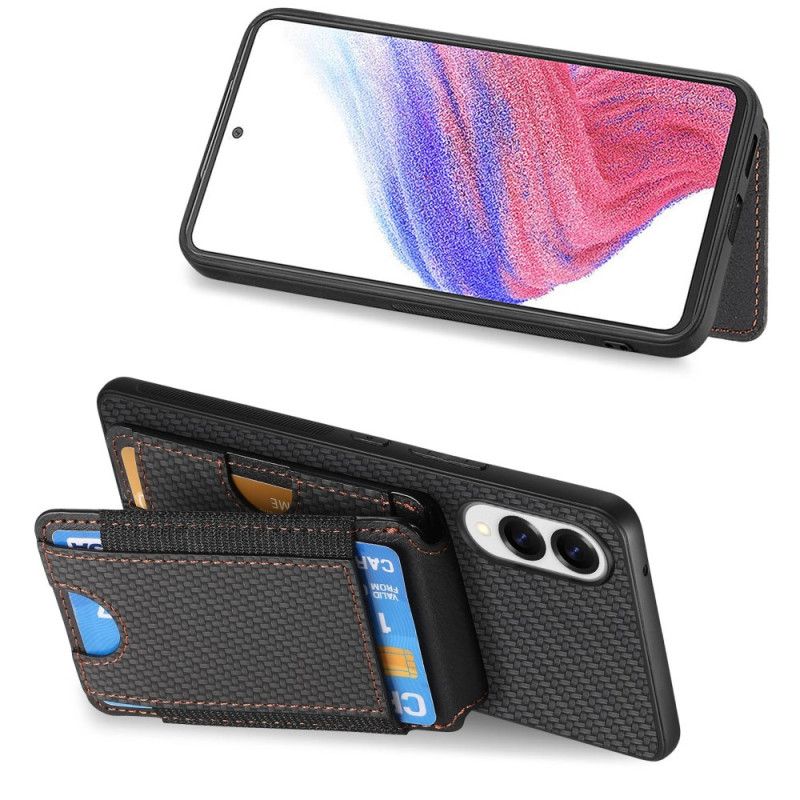Coque Samsung Galaxy S25 Edge Fibre Carbone Premium Porte-Cartes et Support
