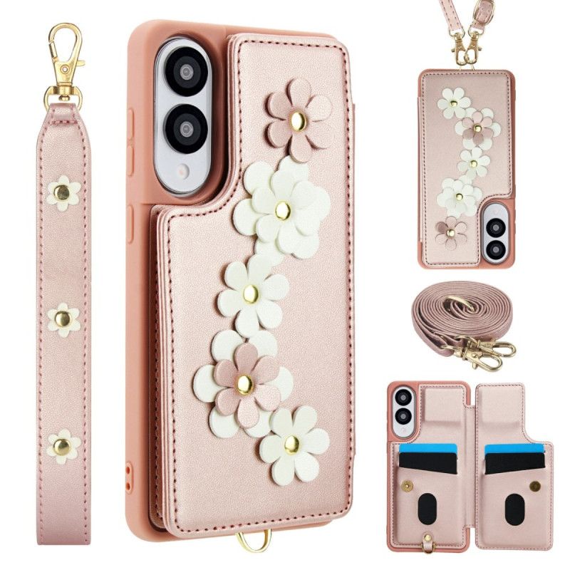 Coque Samsung Galaxy S25 Edge Porte-Cartes Floral à Lanière