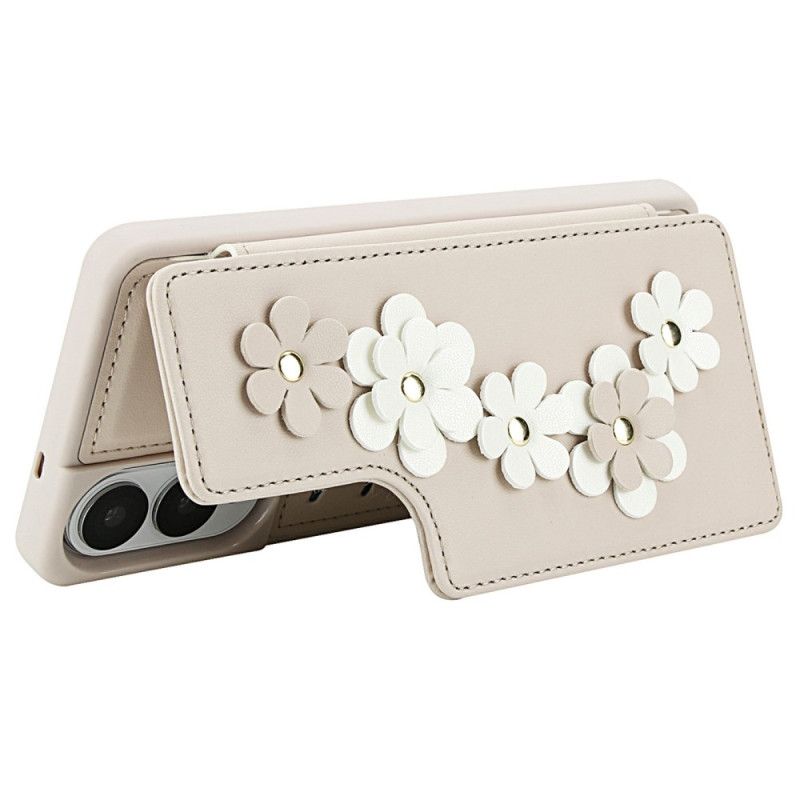 Coque Samsung Galaxy S25 Edge Porte-Cartes Floral à Lanière