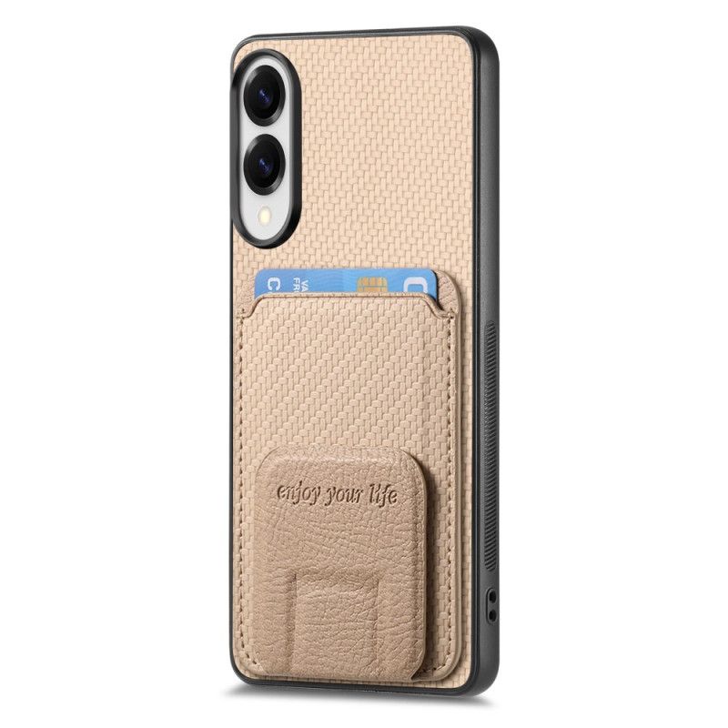 Coque Samsung Galaxy S25 Edge Texture Fibre Carbone Porte-Cartes et Support Intégré