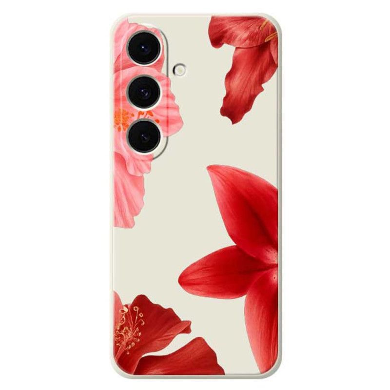 Coque Samsung Galaxy S25 FE Silicone Florale Rouge
