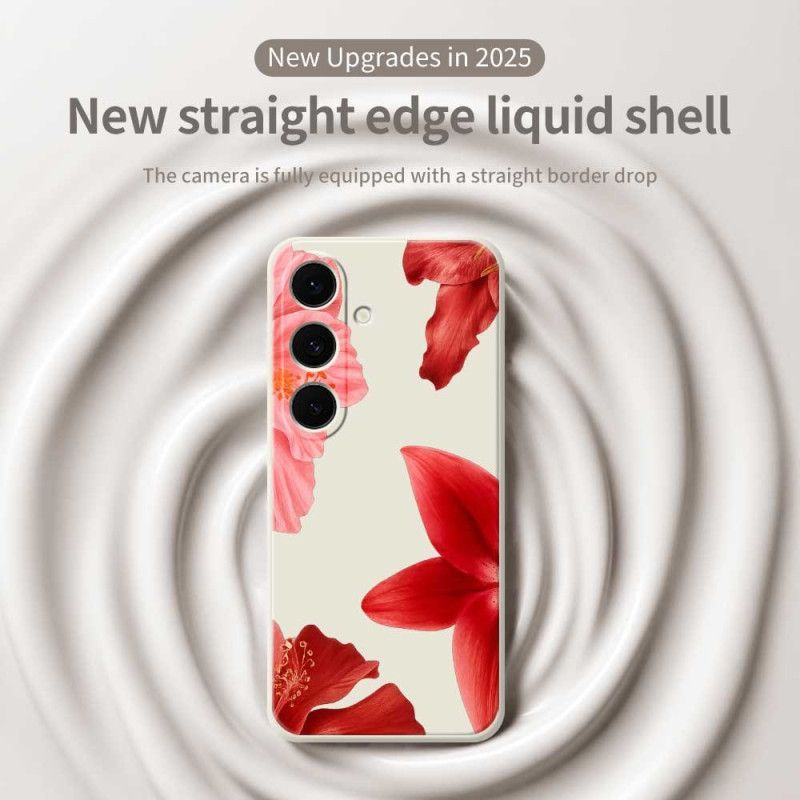 Coque Samsung Galaxy S25 FE Silicone Florale Rouge