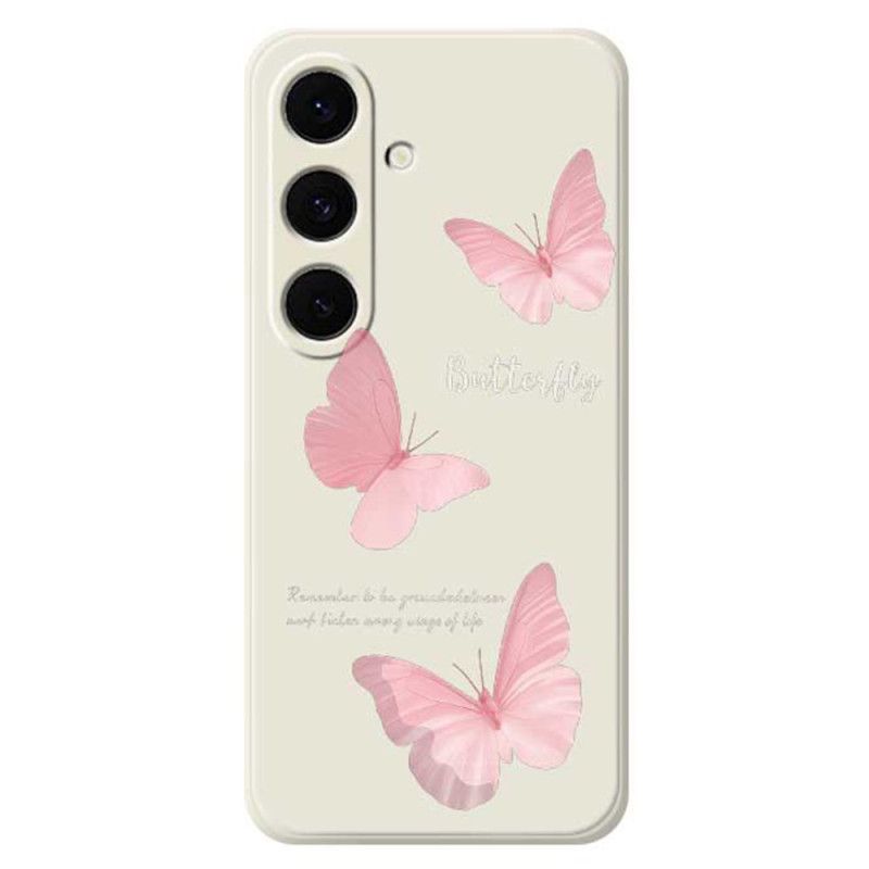 Coque Samsung Galaxy S25 FE Silicone Papillons Roses