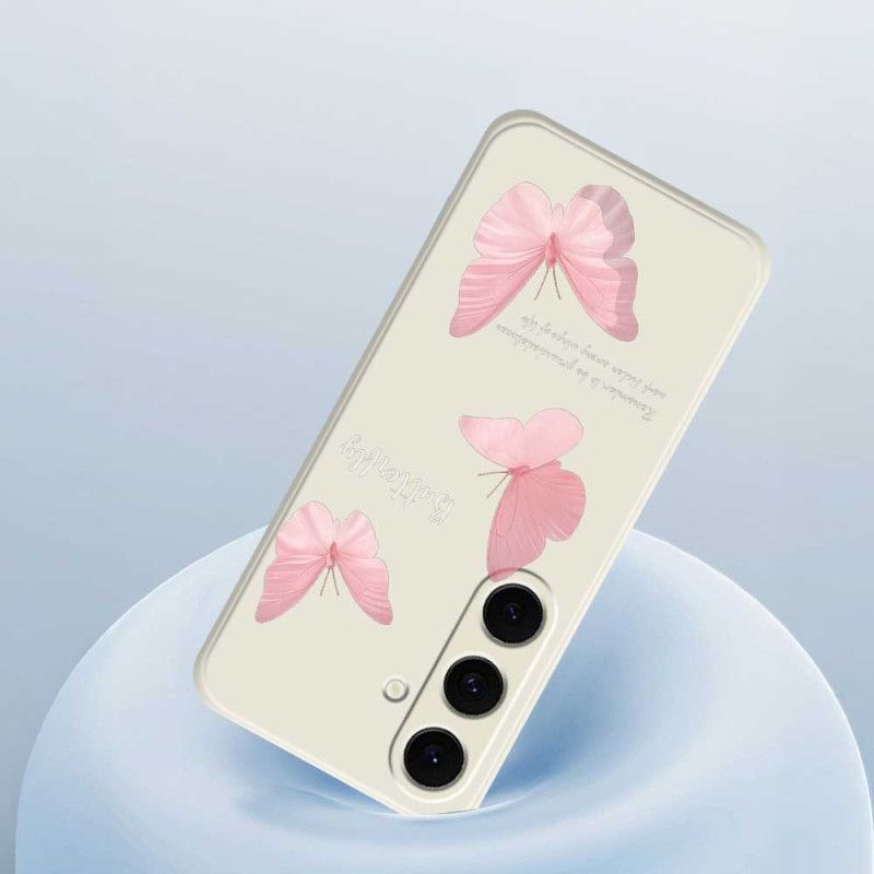 Coque Samsung Galaxy S25 FE Silicone Papillons Roses