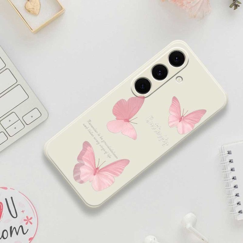 Coque Samsung Galaxy S25 FE Silicone Papillons Roses