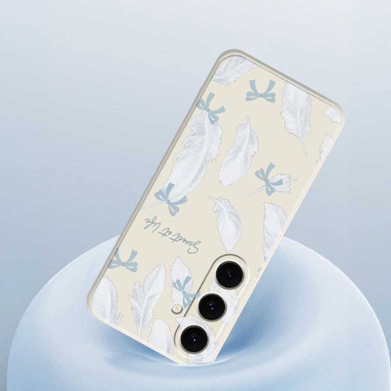 Coque Samsung Galaxy S25 FE Silicone Plumes Blanches