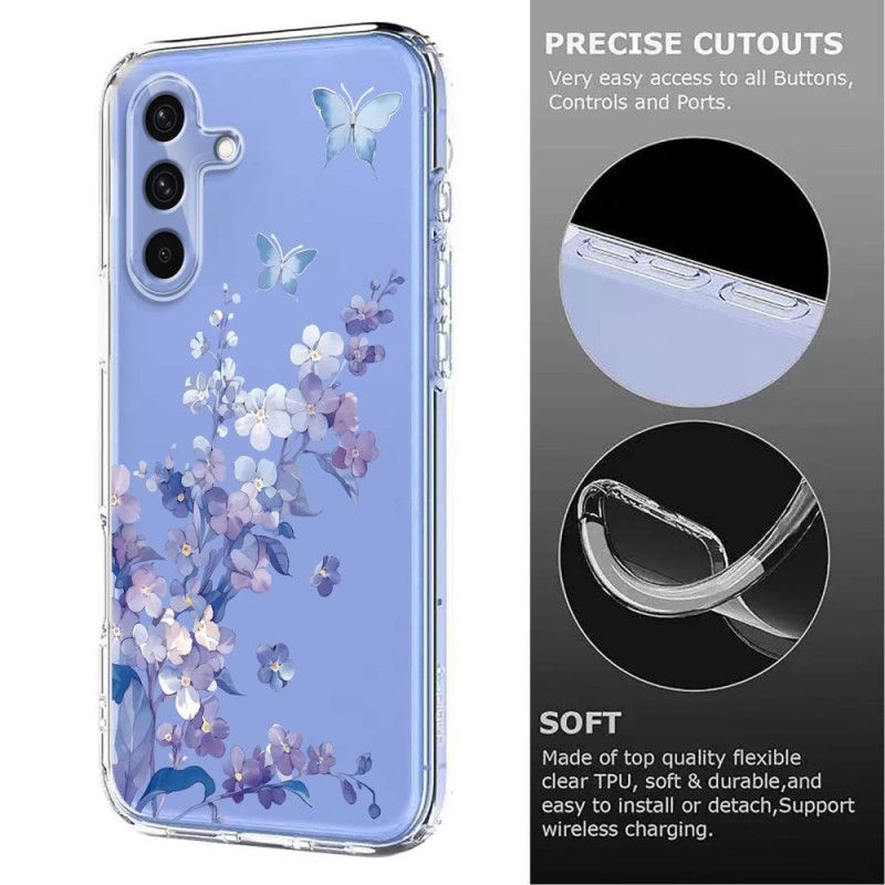 Coque Samsung Galaxy S25 FE Transparente Fleurettes et Papillons