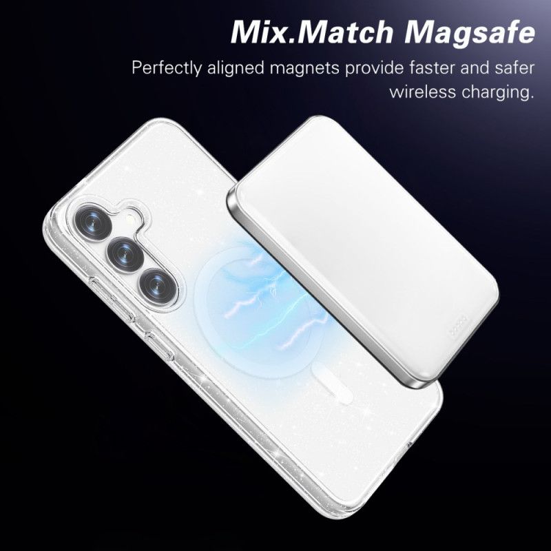 Coque Samsung Galaxy S25 Plus 5G Compatible MagSafe Dos Pailleté