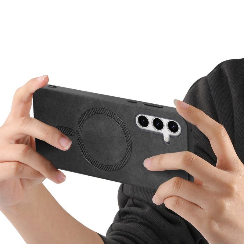 Coque Samsung Galaxy S25 Plus 5G Effet Cuir Compatible avec MagSafe