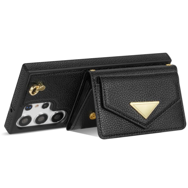 Coque Samsung Galaxy S25 Ultra 5G Effet Cuir avec Porte-Cartes et Sangle