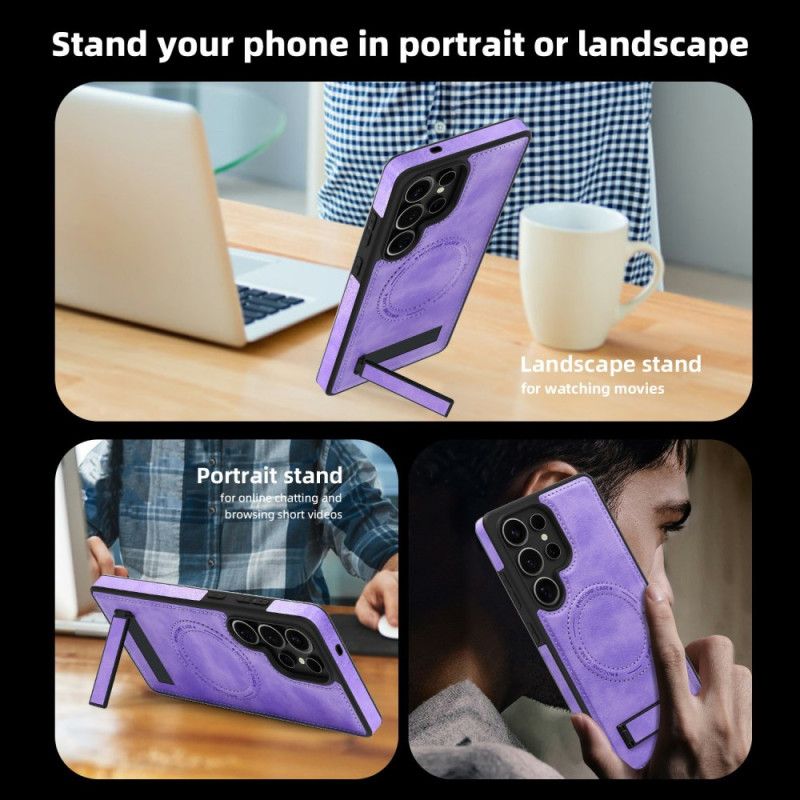 Coque Samsung Galaxy S25 Ultra 5G Effet Cuir Compatible MagSafe