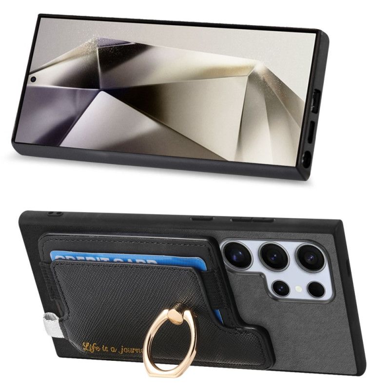 Coque Samsung Galaxy S25 Ultra 5G Style Daim Porte-Cartes Détachable