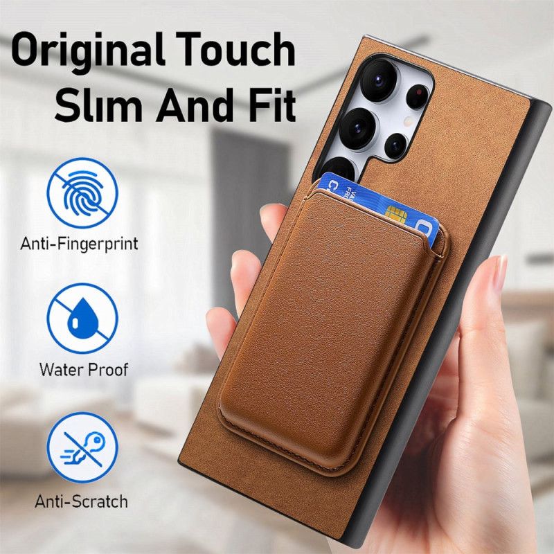 Coque Samsung Galaxy S25 Ultra 5G Style Daim Porte-Cartes Magnétique Détachable