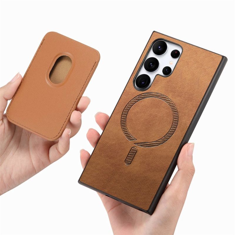 Coque Samsung Galaxy S25 Ultra 5G Style Daim Porte-Cartes Magnétique Détachable