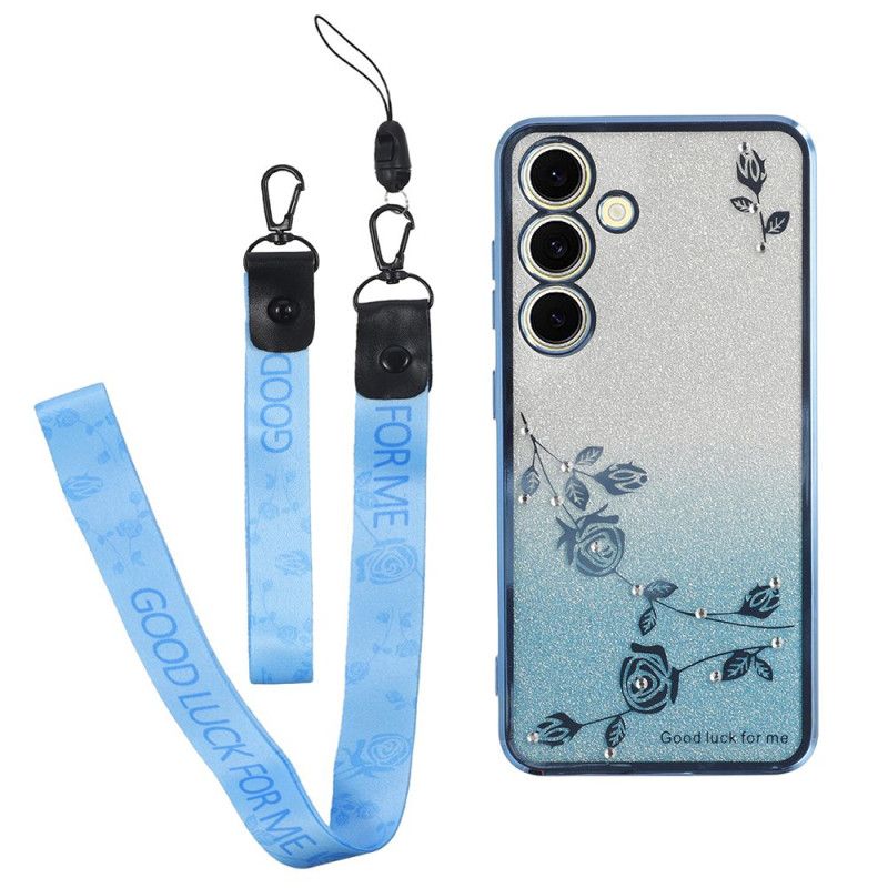 Coque Samsung Galaxy S26 Fleurs et Strass à Lanière KADEM