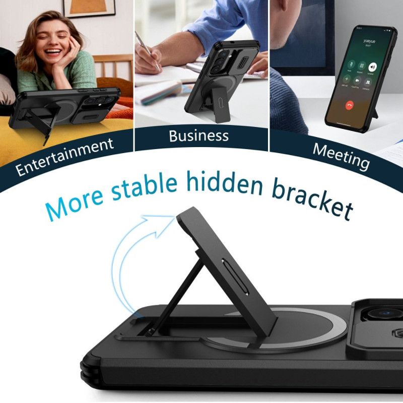 Coque Samsung Galaxy S26 Magnétique Béquille et Cache Caméra Coulissant