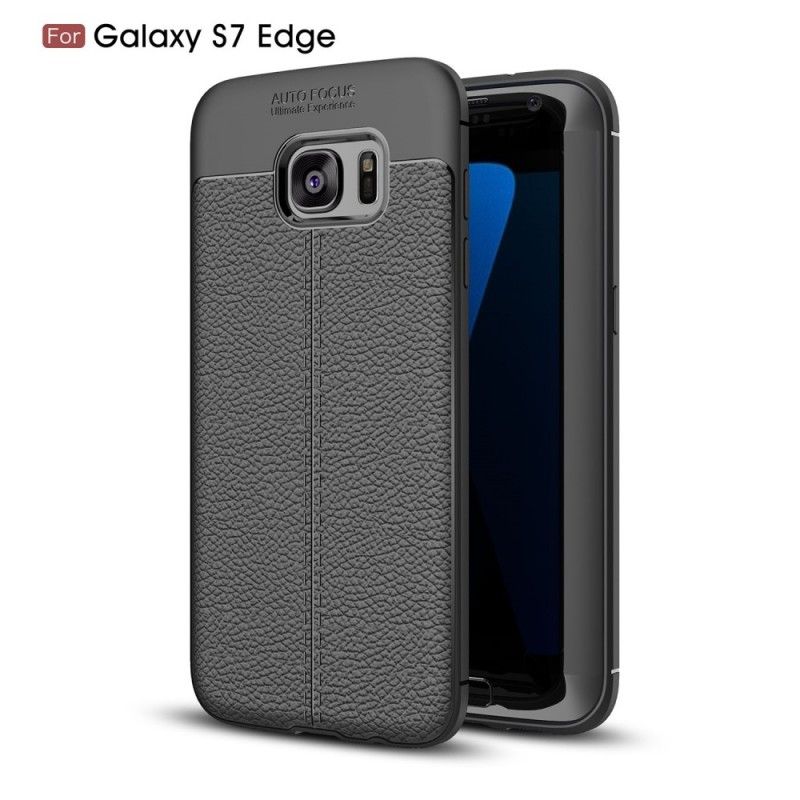 Coque Samsung Galaxy S7 Edge Effet Cuir Litchi Double Line