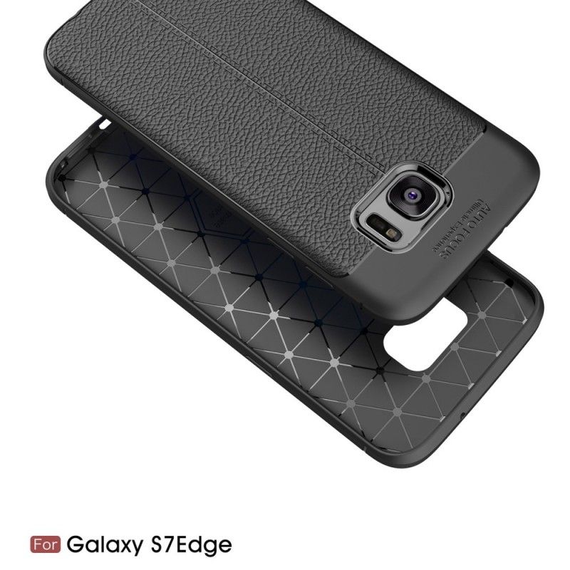 Coque Samsung Galaxy S7 Edge Effet Cuir Litchi Double Line