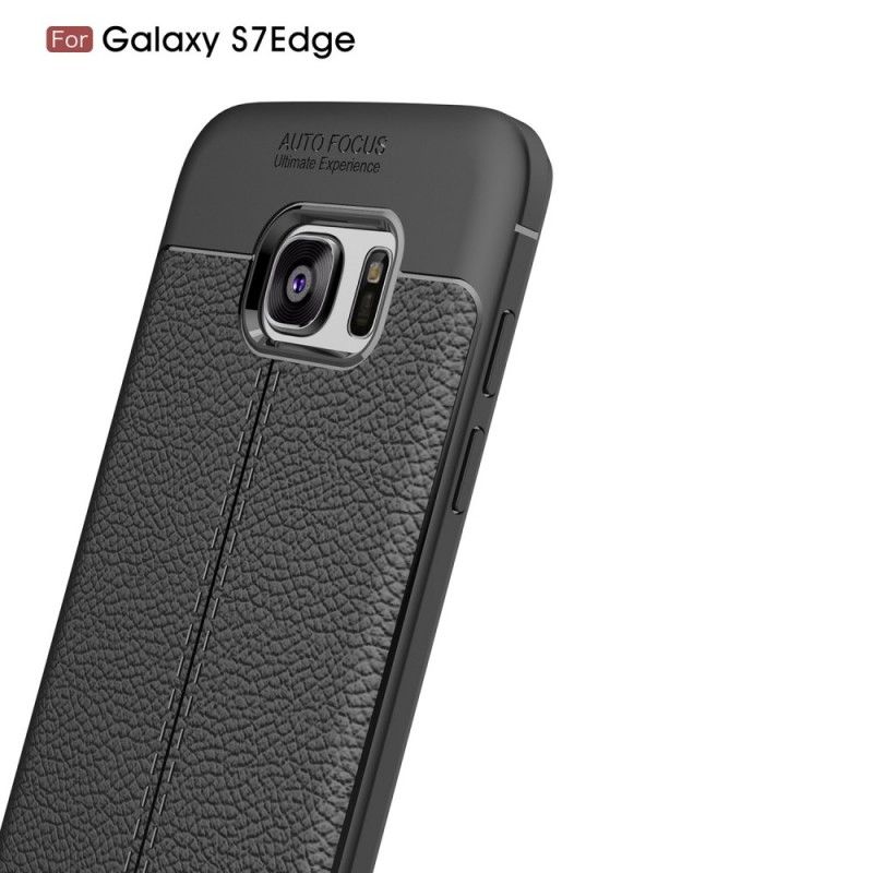 Coque Samsung Galaxy S7 Edge Effet Cuir Litchi Double Line