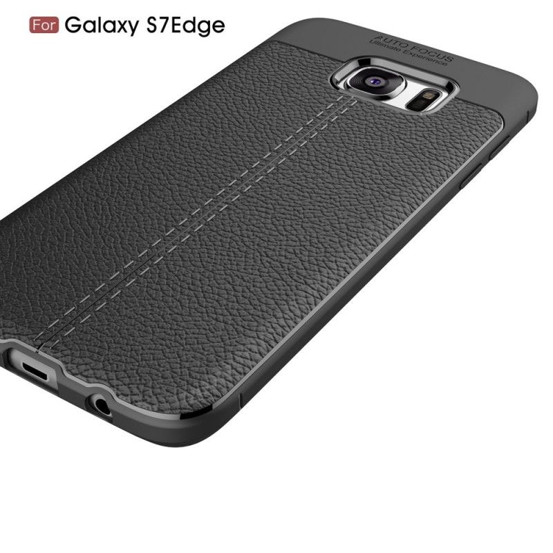 Coque Samsung Galaxy S7 Edge Effet Cuir Litchi Double Line