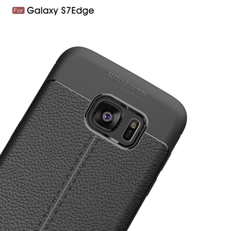 Coque Samsung Galaxy S7 Edge Effet Cuir Litchi Double Line