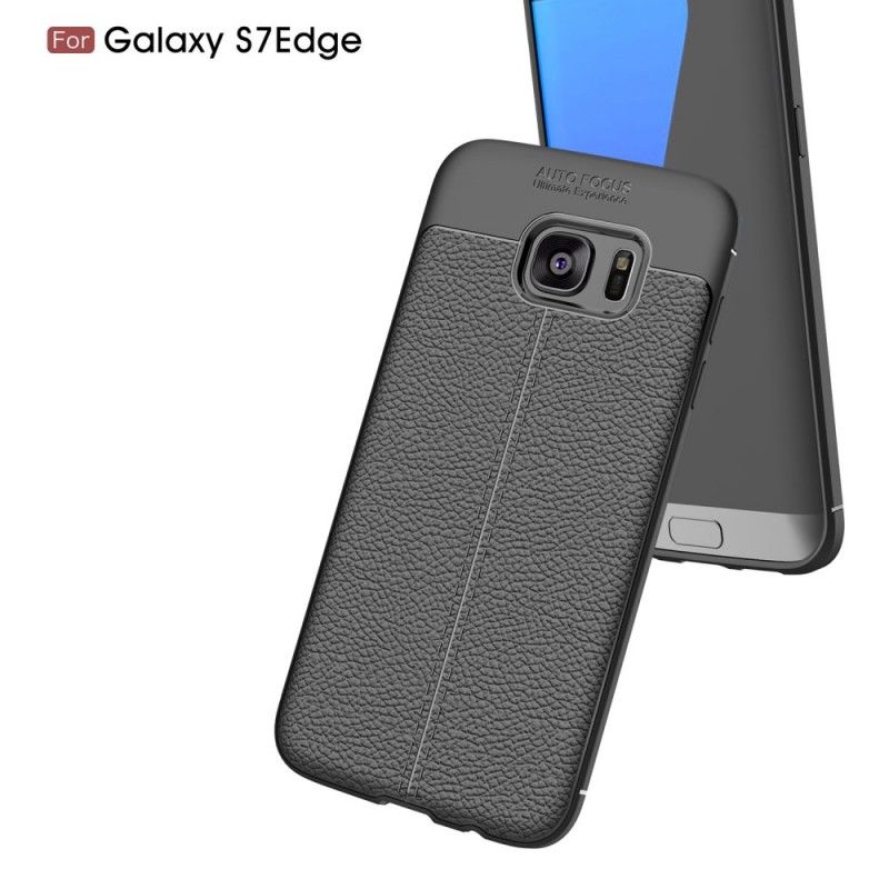 Coque Samsung Galaxy S7 Edge Effet Cuir Litchi Double Line