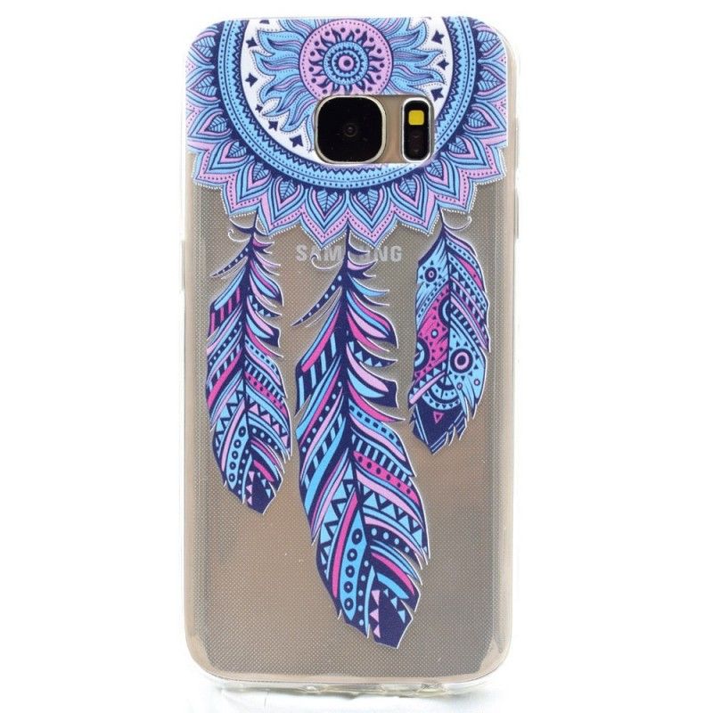 Coque Samsung Galaxy S7 Transparente Attrape Rêves Plumes Bleues