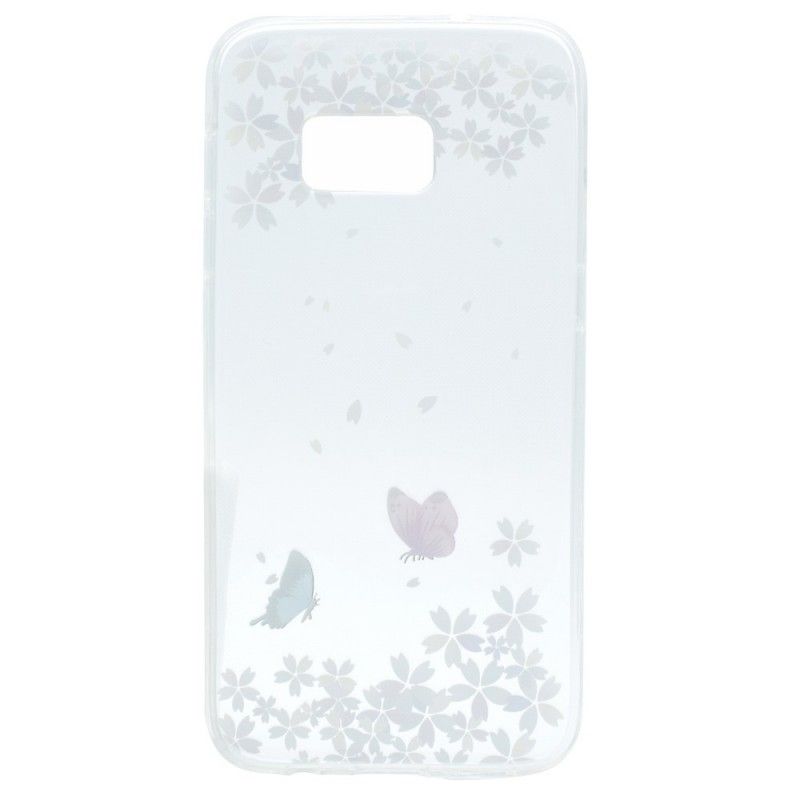 Coque Samsung Galaxy S7 Transparente Papillons Et Fleurs