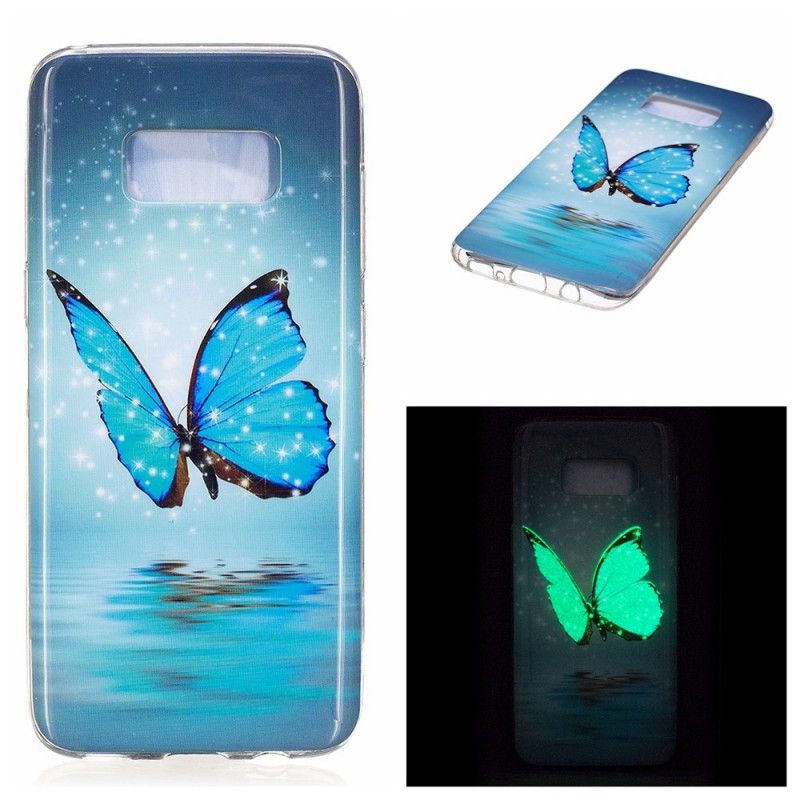 Coque Samsung Galaxy S8 Papillon Bleu Fluorescente