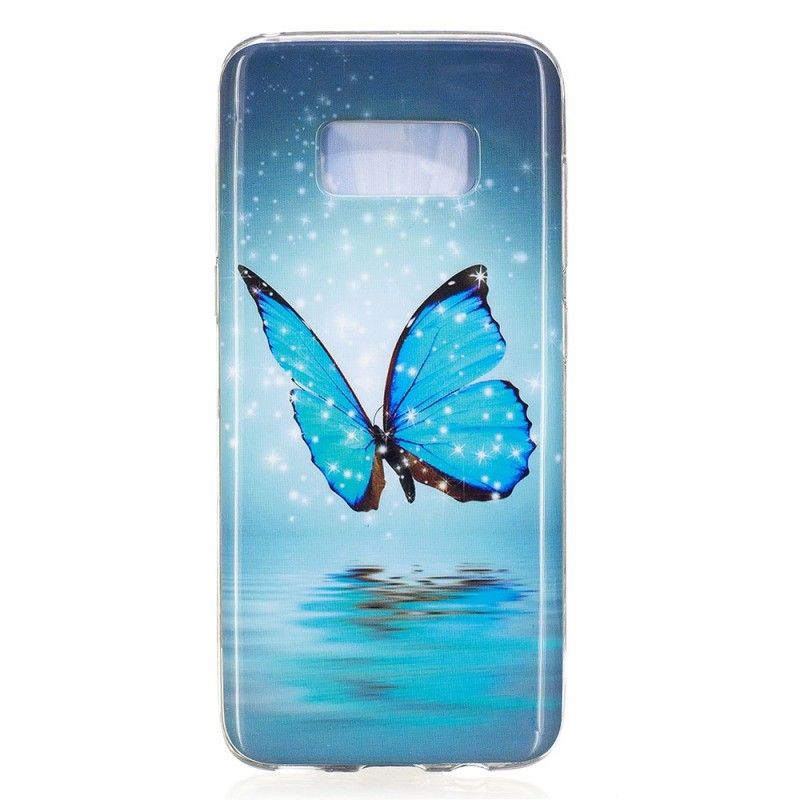 Coque Samsung Galaxy S8 Papillon Bleu Fluorescente