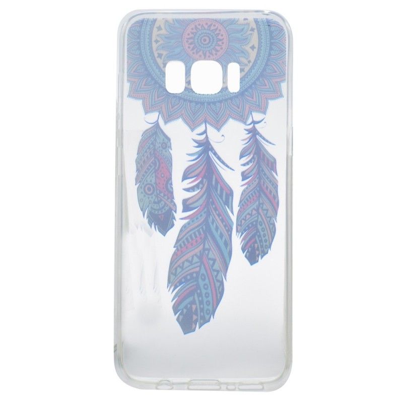 Coque Samsung Galaxy S8 Transparente Attrape Rêves Plumes Bleues