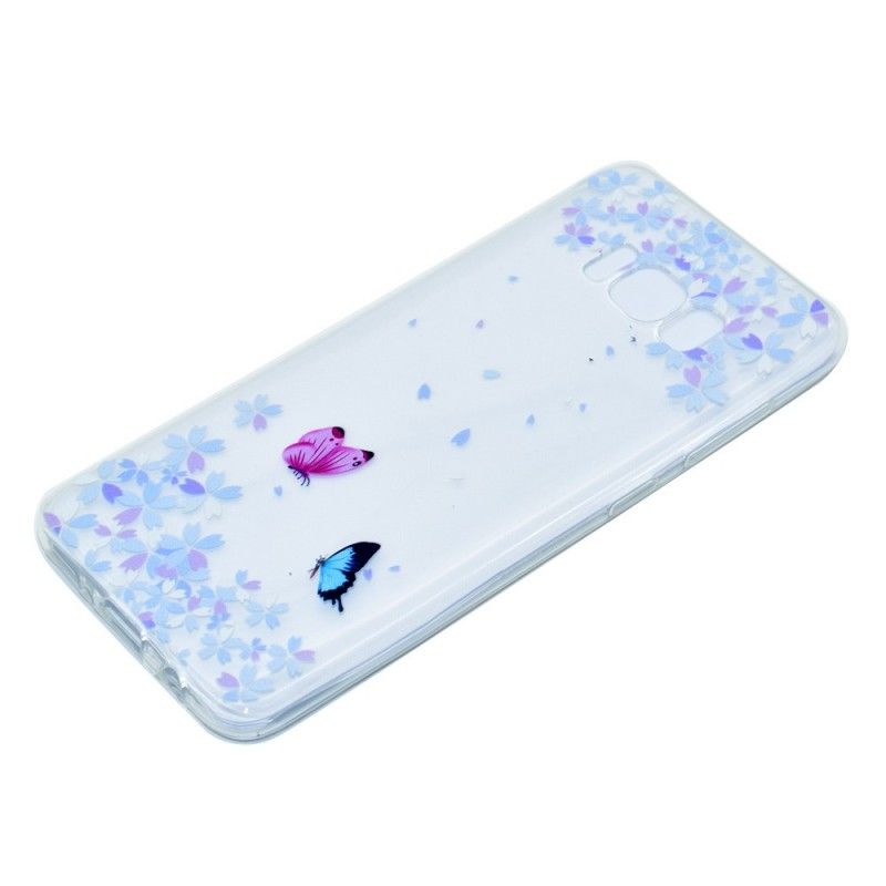 Coque Samsung Galaxy S8 Transparente Papillons Et Fleurs