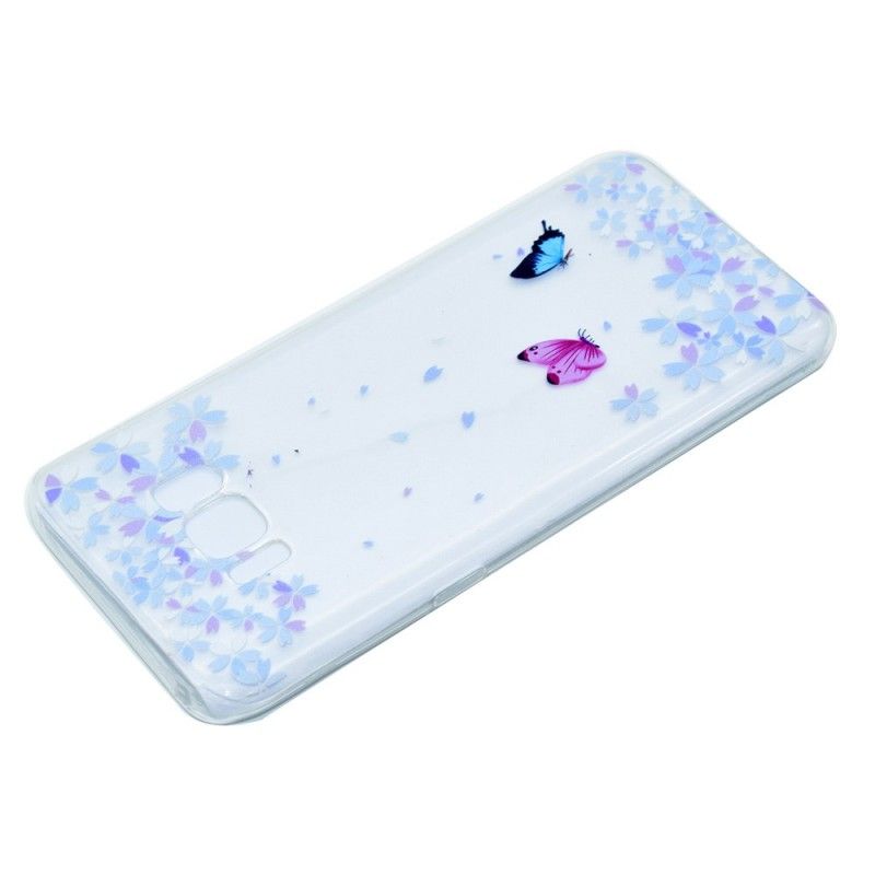 Coque Samsung Galaxy S8 Transparente Papillons Et Fleurs